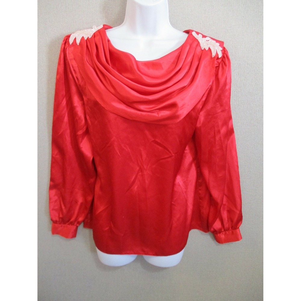 90's Gailord Cowl Neck Satin Blouse Size 8